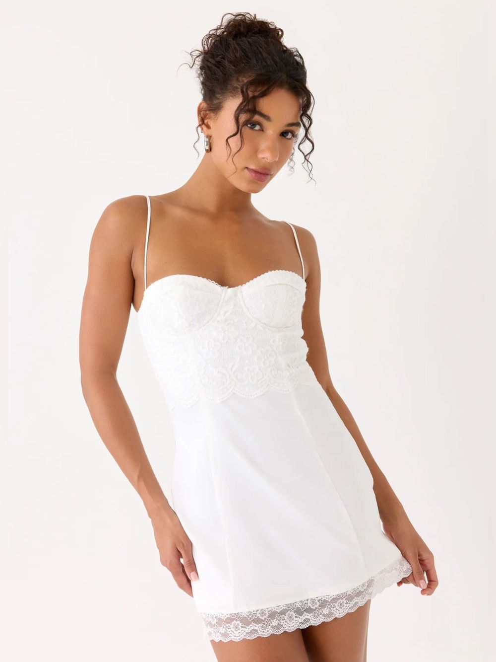 Peppermayo white mini dress with lace